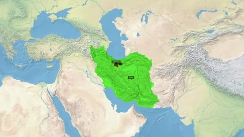 Digital map animation highlighting tehran in iran on a world map an animated 库存影片 345717771