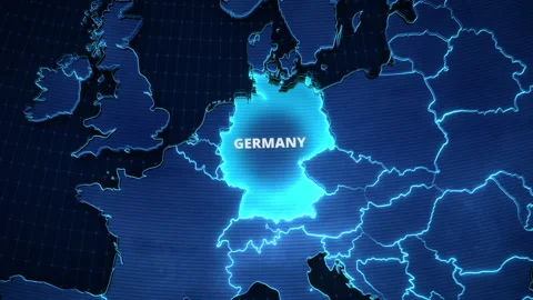 Digital map animation with a pulsating highlight on Germany, Europe. Stock Footage 340636601