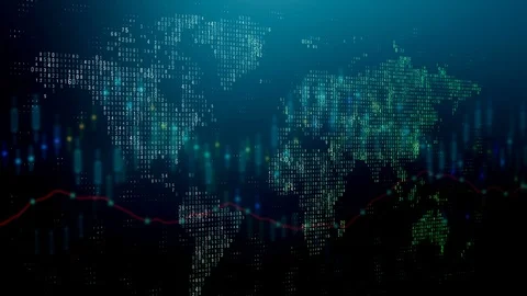 Digital map with forex 4K animation Stock Footage 99054510