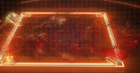 Digital map with glowing points and lines, data visualization image Foto stock