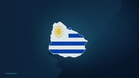Digital Map Graphic Of Uruguay Filled With Its National Flag Stock Footage 343982067