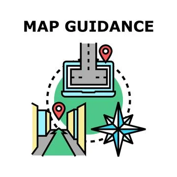 Digital map guidance and navigation concept Stock Illustration