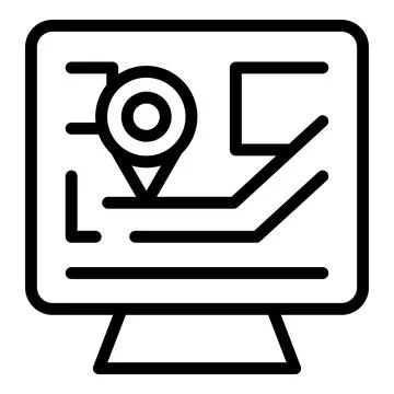 Digital map icon on desktop computer screen Stock Illustration