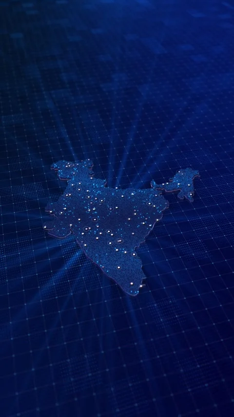 Digital map of india, concept of global network connectivity, data transfer and Video stock 317602902