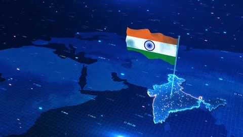 Digital map of India India Flag futuristic background. world map, world Vidéo 317604634