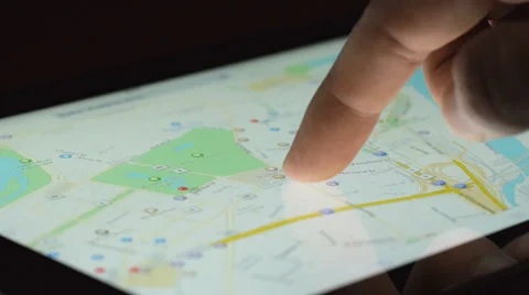 Digital Map On iPad Tablet Stock Footage 33779808