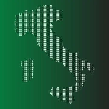 Digital map of Italy formed by binary code on dark gradient background イラスト素材