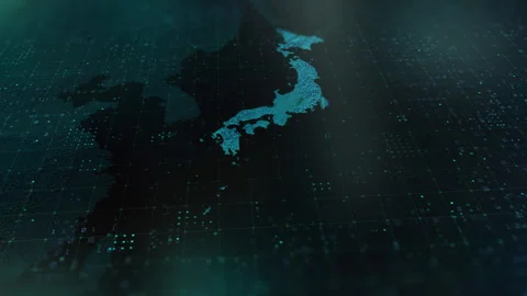 Digital-Map-of-Japan Video stock 326972939