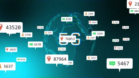 Digital map with location pins and data points over glowing earth animation Stock Footage 304843388