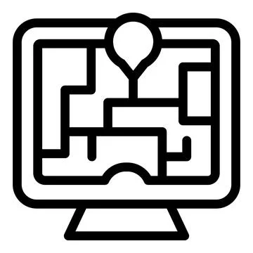 Digital map navigation icon for computer screen 스톡 일러스트