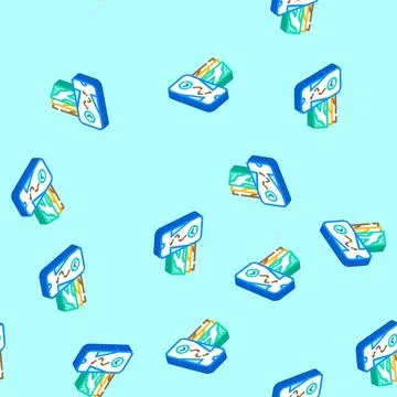 Digital map overlay augmented reality isometric icon seamless pattern Stock Illustration