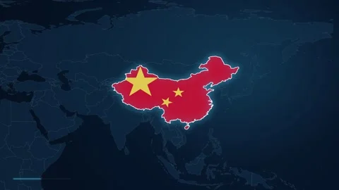 Digital Map Overlay Of China Styled With The National Flag, Highlighting Suzhou Stock Footage 343981611