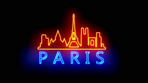 A digital map of PARIS with a neon laser light. Looping animation. Stock Footage 154278877