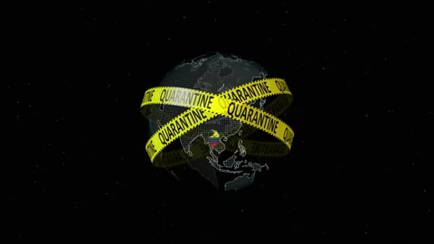 Digital map with quarantine yellow line around the globe with Colombia map Video stock 133565205