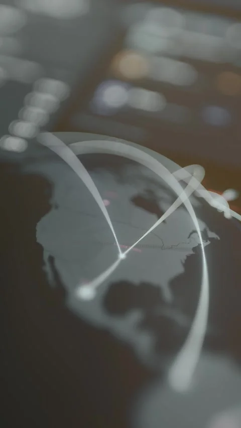 Digital map showing cyberattacks originating from the United States Stock Footage 330238973