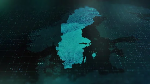 Digital-Map-of-Sweden Stock Footage 326972054