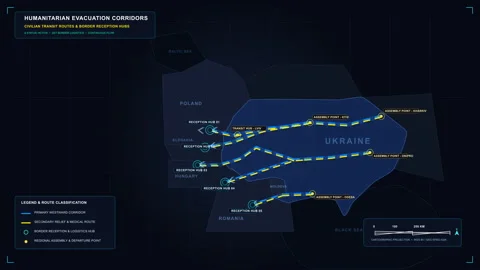 Digital map technology navigation routing tracking logistics network data Stock Footage 346737459