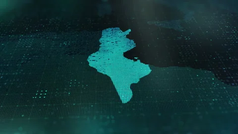 Digital-Map-of-Tunisia Video stock 326972510