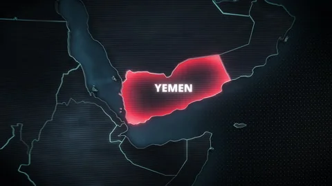 Digital Map Of Yemen With Red Alert Highlight For News Broadcasts Stock Footage 336564672