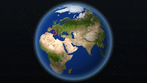 Digital map zoom onto Italy Stock Footage 340201224