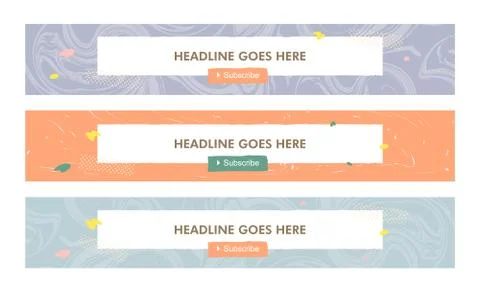 Digital marble texture streaming service channel banner template Stock Illustration