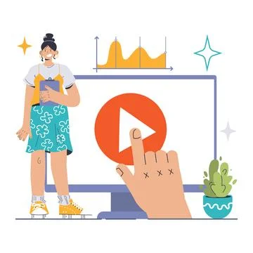 Digital marketer observes analytics chart, urging viewers with a compelling Stock Illustration