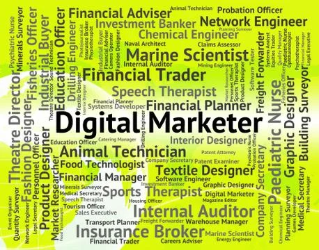 Digital Marketer Represents High Tec And Advertisers Stock-Illustration