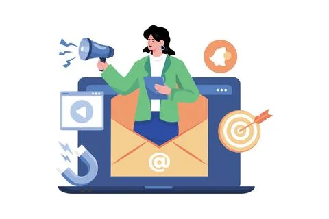 A Digital Marketer Send Email Marketing To Customer Stock Illustration