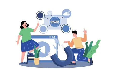 Digital marketers specialize in online advertising platforms. Illustrazione stock