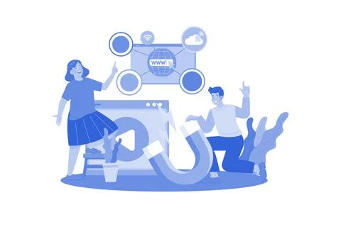 Digital marketers specialize in online advertising. Illustrazione stock
