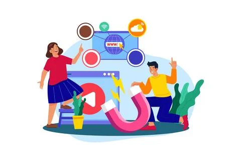 Digital marketers specialize in using online platforms for advertising and .. Illustrazione stock