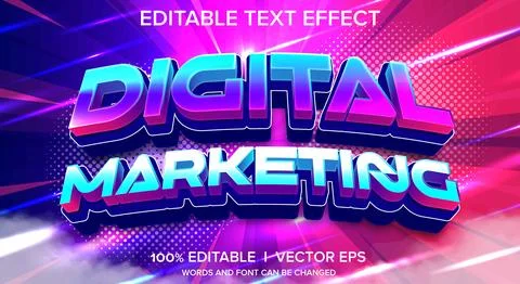Digital marketing 3d vector text effect with modern style design Stock Illustration