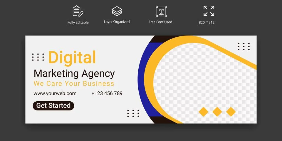 Digital Marketing Agency and Modern Business Social Media Cover Banner Stock Illustration