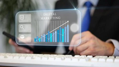 Digital Marketing Analytics Dashboard Driving Business Growth and AI Strategy Stock Photos