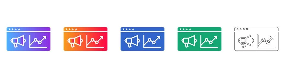 Digital Marketing Analytics Dashboard Icon Set Illustrazione stock