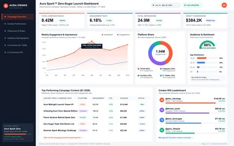 Digital Marketing Analytics Dashboard for Social Media Campaign Performance Illustrazione stock