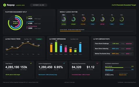 Digital Marketing Analytics Dashboard for Social Media Campaign Performance Illustrazione stock