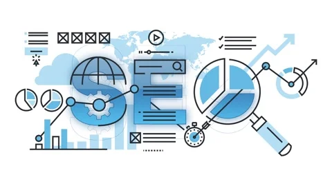 Digital marketing and SEO concept motion. Stock Footage 340282467