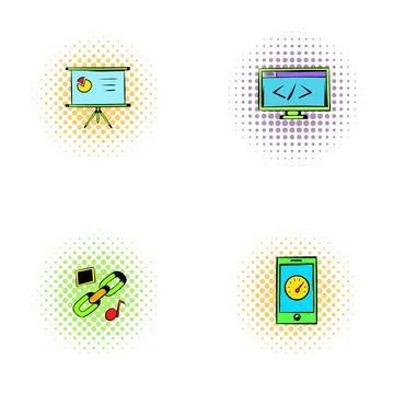 Digital marketing and web development flat icons 스톡 일러스트