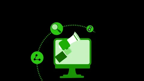 Digital Marketing Animation with Computer and Megaphone Stock Footage 315002477