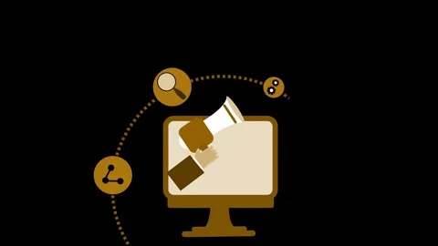 Digital Marketing Animation with Computer and Megaphone Stock Footage 315002489