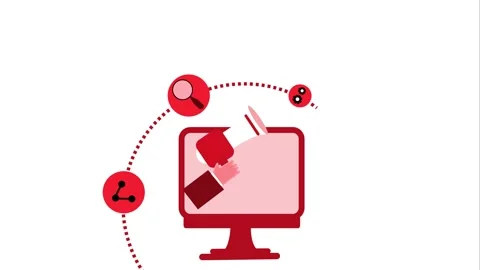 Digital Marketing Animation with Computer and Megaphone Stock Footage 315002497