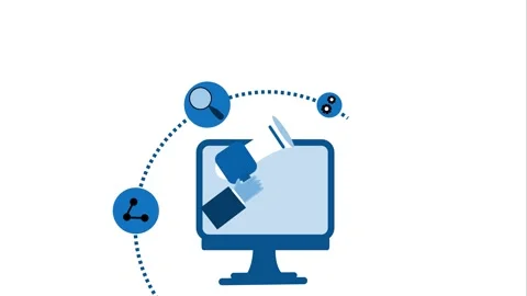 Digital Marketing Animation with Computer and Megaphone Stock Footage 315002504