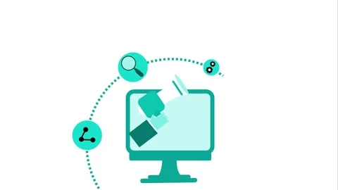Digital Marketing Animation with Computer and Megaphone Stock Footage 315002518
