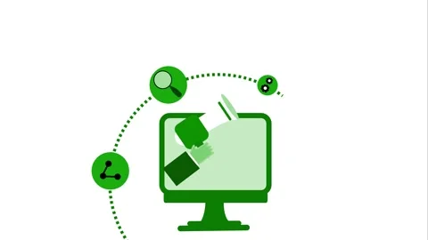 Digital Marketing Animation with Computer and Megaphone Stock Footage 315002523