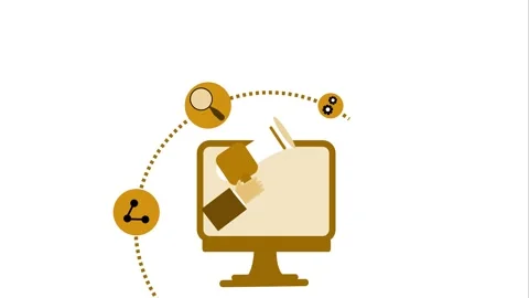 Digital Marketing Animation with Computer and Megaphone Stock Footage 315002527