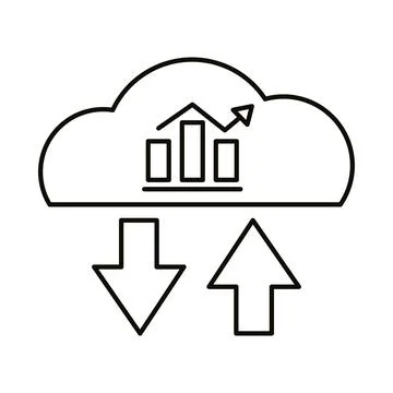 Digital marketing bars chart in cloud computing line style icon vector design 스톡 일러스트