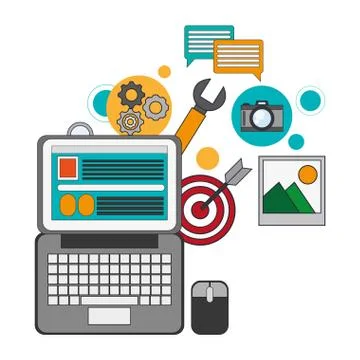 Digital marketing computer innovation work Stock Illustration