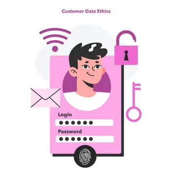 Digital marketing concept. Customer data ethics. Client profile, Stock Illustration