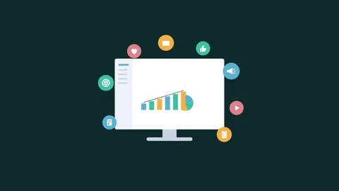Digital marketing concept with dashboard bar chart Vídeos de archivo 342599192
